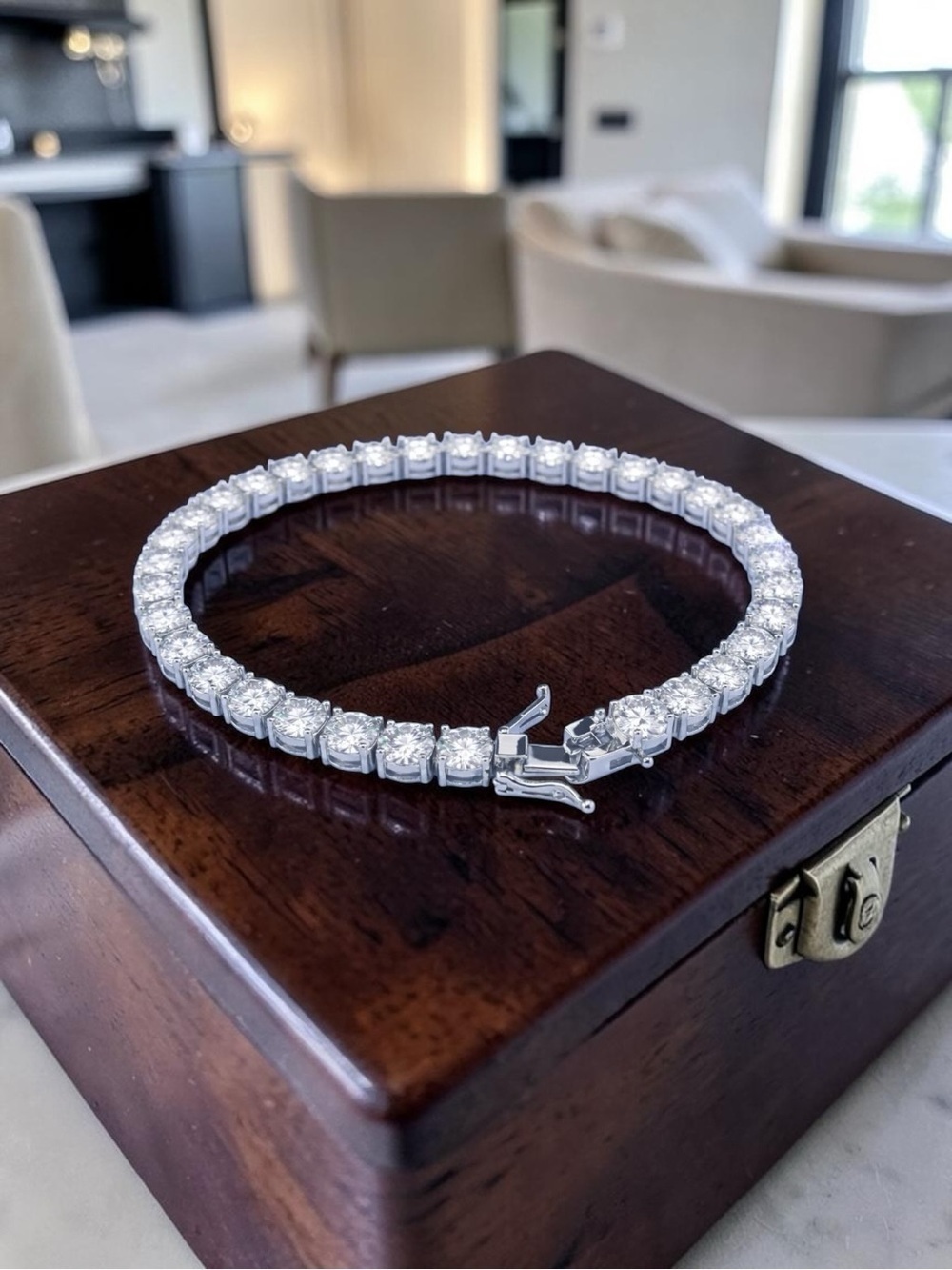 Moissanite Tennis Bracelet 2mm 8” 925 Silver VVS Diamond Alt NWT COA - Picture 3 of 5